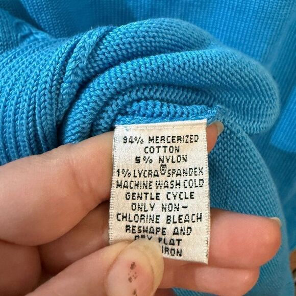 Talbots Mercerized Cotton Open Cardigan Sweater Women's Medium Blue - Picture 6 of 10